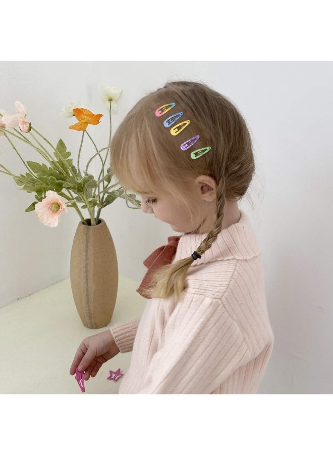 Funtopia Toddler Hair Clips, 80 Pcs Cute Mini Snap Hair Clips for Baby Girls Kids, Colorful Small Snap Barrettes Metal Hair Clips for Fine Hair (1.2 Inch, 3cm) - Image 3